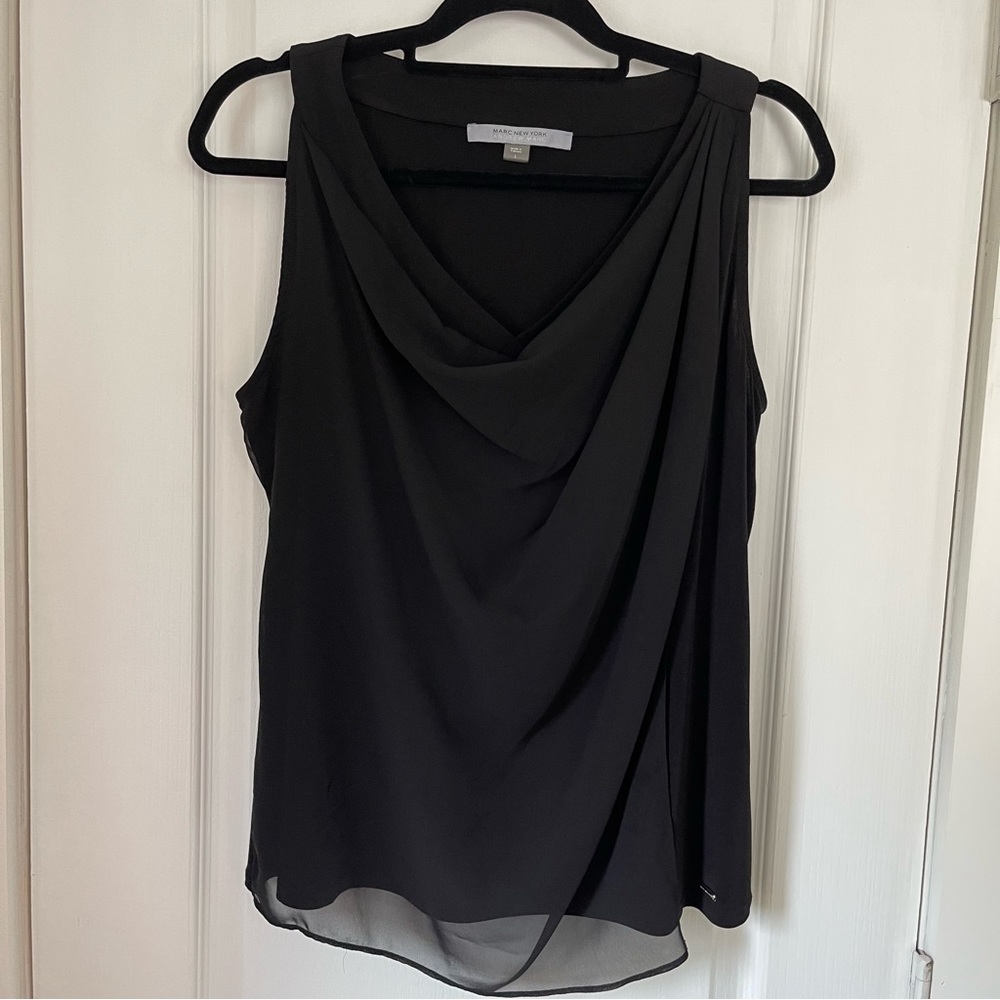 Andrew Mark Mark New York Woman’s Black Sleeveless Blouse Size L Great Condition